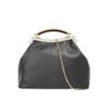 Cluty Handtasche Damen Leder gestreift, grau