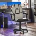 Comet Gaming Chair Office Faux Leather Computer Desk Recliner Swivel Seat, White & Black