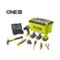 Ryobi - 12 Teiliges 18V one+ Akku – Schlagbohrschrauber & 2x 2.0 Ah Akku 1x Ladegerät inkl. Handwerkzeug Set (R18PD3-220TAH)