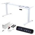 ALBATROS Schreibtisch-Gestell Lift S5W + Kabelkanal, Weiß, 2X Motoren, elektrisch höhenverstellbar mit Memory-Funktion, Kollisionsschutz und Soft-Start/Stop
