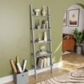 York 5 Tier Ladder Shelf Unit Bookcase Shelving Display Stand Rack Storage, Grey