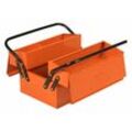 Bahco Metall-Werkzeugkasten mit drei Fächern und Verriegelungsmöglichkeit, 275 mm x 210 mm x 435 mm, orange, 3 Fächer