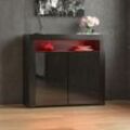 Nova led Sideboard 2 Door Modern High Gloss Storage Cabinet Cupboard, Black