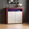 Nova led Sideboard 2 Door Modern High Gloss Storage Cabinet Cupboard, Walnut-&-White