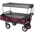 Bollerwagen faltbar Handwagen Gartenwagen mit Dach, Rollen mit Bremse, Strandwagen mit Sonnenschutz, für Garten Camping Kinder, 80 kg belastbar,