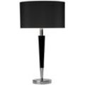 Dar Lighting - dar viking - Tischlampe poliert Chrom & Schwarz komplett mit schwarzem Leinen Round Drum Shade VIK1322