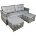 Garden Pleasure Loungesofa Malta grau Kunststoff, Metall, 8-teilig