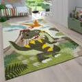 Kinderzimmer Kinderteppich für Jungen mit Tier u. Dschungel Motiven Kurzflor 200x290 cm, Grün 4 - Paco Home