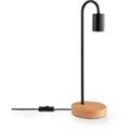 Paco Home - Tischlampe Nachttischlampe E14 Stehlampe Minimalistisch Skandi E27 Holz Fuß Tischleuchte, Schwarz