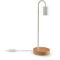 Paco Home - Tischlampe Nachttischlampe E14 Stehlampe Minimalistisch Skandi E27 Holz Fuß Tischleuchte, Weiß