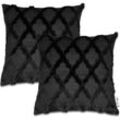 Paco Home - Kissenbezug Deko Kissenhülle Kissenbezüge Skandi Muster 2er Set Sofa Zierkissen 2pcs-Set, Schwarz 2