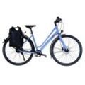 HAWK Trekking Super Deluxe mit Tasche , Sky blue Damen 28 Zoll , Trekkingrad mit Gates Riemenantrieb & Shimano 8 Gang Nabenschaltung