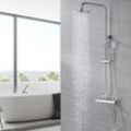 Duschset Duschsystem Bad Regendusche mit Thermostat Duschset Duschsäule Duschsystem Duscharmatur Kopfbrause mit Handbrause Set für Badezimmer