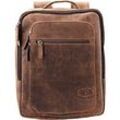 PRIDE AND SOUL Laptop-Rucksack JESTER 15.6 " Leder Braun 31 x 13,5 x 40 cm