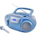 Soundmaster SCD5800BL CD/MP3 Boombox mit Radio, Kassettenrekorder, USB und externem Mikrophon