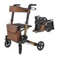 Juskys Rollator Vital faltbar, leicht & höhenverstellbar aus Aluminium bis 130 kg mit Sitz Braun