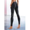 LASCANA ACTIVE Leggings schwarz Gr. 32/34 für Damen. Mit Logodruck, Glitzerdruck. Figurbetont. Nachhaltig.