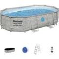 56946 Power Steel Frame Pool Set Swim Vista Steinwadoptik 488x305x107cm - Bestway