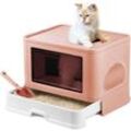 Faltbare Schublade Katzentoilette Top entry Katzentoilette 48.5×36.5×38cm pp mit Hausmeister + Aufbewahrungsbox Pink