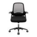 Durrafy - Bürostuhl mit klappbaren Armlehnen, schwarz, ergonomischer, atmungsaktiver Mesh-Sessel, 360° drehbarer Home-Office-Sitz