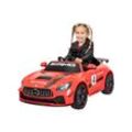 Kinder-Elektroauto Mercedes AMG GT4, Sport-Edition, Lowrider-Funktion, LED, Soft-Start, EVA-Reifen (Rot)