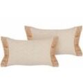 Dekokissen 2er Set Beige 30 x 50 cm Rechteckig mit Fransen Geometrisches Muster Boho Modern Wohnaccessoires Deko für Sofa Couch