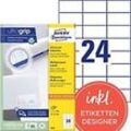 AVERY Zweckform ultragrip Universaletiketten 3474 Selbsthaftend DIN A4 Weiß 70 x 37 mm 100 Blatt à 24 Etiketten