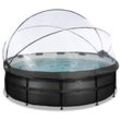 EXIT Black Leather Optic Pool ø450x122cm mit Abdeckung und Sandfilterpumpe - schwarz