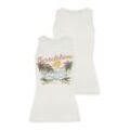 BEACHTIME Tanktop beige Gr. 32/34 für Damen. Mit hoch geschlossener Ausschnitt. Figurbetont