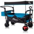 SAMAX Faltbarer Bollerwagen Offroad mit Dach - Schwarz / Blau