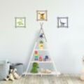 Kinderregal Tipi, 4 Fächer, Bücherregal Kinder, h x b x t: 107 x 76 x 27 cm, Kinderzimmer Regal, weiß/grau - Relaxdays