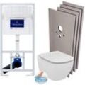 Villeroy&boch - Pack wc Vorwandelement + Ideal Standard tesi AquaBlade spülrandlos wc + Platte weiß + Verkleidungsset