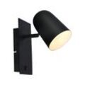 BRILLIANT Lampe Ayr Wandspot Schalter schwarz matt 1x D45, E14, 18W, geeignet für Tropfenlampen (nicht enthalten) Mit Kippschalter