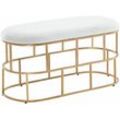 Finebuy - Sitzbank Samt Weiß / Gold 90x46x38 cm Flur Polsterbank mit Metallgestell, Design Bettbank Schlafzimmer, Flurbank Garderobenbank Modern