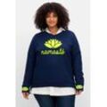 Sweatshirt mit V-Ausschnitt und Yoga-Frontdruck, blau bedruckt, Gr.50