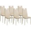 Esszimmerstühle salerno 6er Set, Beige - Edles Italienisches Design, Polsterstuhl mit Kunstleder-Bezug, Modern Stilvoll am Esstisch - Küchenstuhl