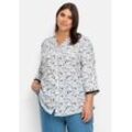 3/4-Arm-Bluse mit Blumenprint, leicht transparent, offwhite gemustert, Gr.40