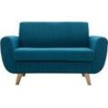 Skandinavisches 2-Sitzer-Sofa in Entenblau aus massivem Hevea PURE