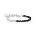 Member Charm-Armband mit schwarzen Obsidian-Beads und Charmista Coin Silber