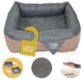 DD-06 Luxus Hundebett Braun Anthrazit Gr. L 80x80cm Memoryschaum Matratze