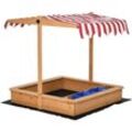 Outsunny - Sandkasten Sandkiste Holz Bodenloses Design Matsch-Bereich für Kinder 3-7 Jahre Sandkasten mit Abdeckung Dach für Garten Terrasse Strand