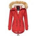 NAVAHOO Damen Hochwertiger Wintermantel Winterparka mit großem Kunstfell La Viva