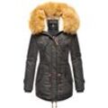 NAVAHOO Damen Hochwertiger Wintermantel Winterparka mit großem Kunstfell La Viva