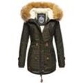 NAVAHOO Damen Hochwertiger Wintermantel Winterparka mit großem Kunstfell La Viva