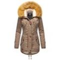 NAVAHOO Damen Hochwertiger Wintermantel Winterparka mit großem Kunstfell La Viva