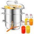 Dampfentsafter Induktion Entsafter Saftpresse Obst Fruchtentsafter Edelstahl 8 Liter ø 26cm - silber - Swanew