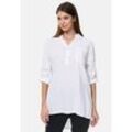 PM SELECTED Damen Musselin Tunika Longbluse mit Tasche PM17