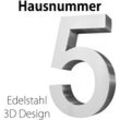 V2aox - Edelstahl Hausnummer 20 cm Groß Gross Haus Nummer 5 Zahlen Hausnummernschild Hausnummern Schild Gebürstet 3D Arial