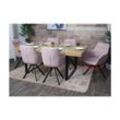 6er-Set Esszimmerstuhl MCW-J69, Küchenstuhl Stuhl mit Armlehne, drehbar Auto-Position, Samt ~ rosa