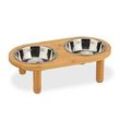 relaxdays Futterstation Hunde/Katzen braun 34,5 x 18,0 x 9,5 cm